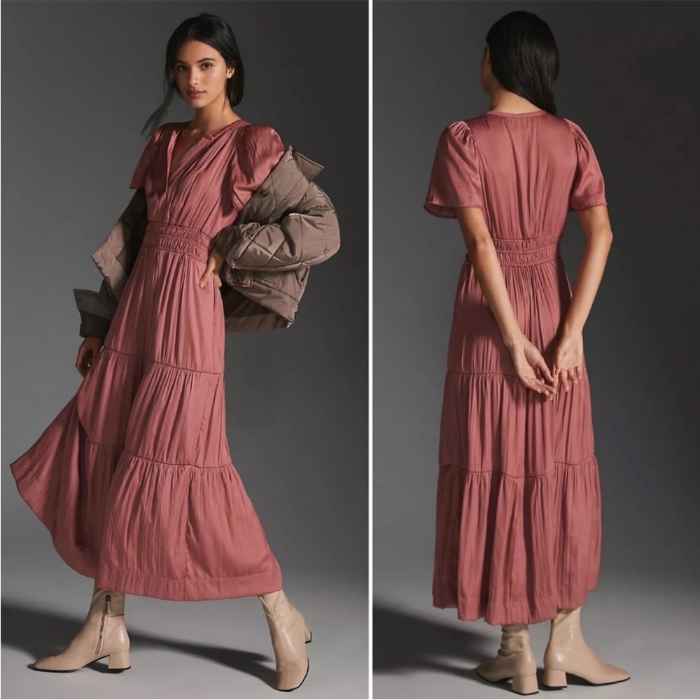 Anthropologie The Somerset Maxi Dress In Rose Size Large
